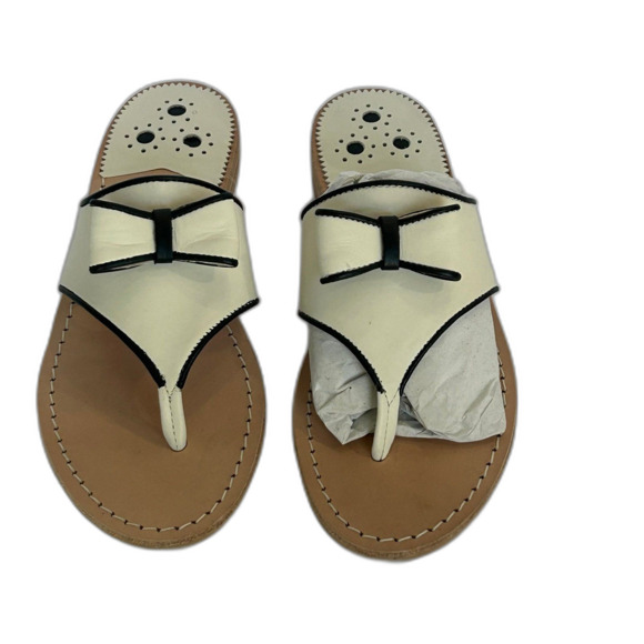 Jack Rogers Sandal’s Women’s Size 7.5M Color Cream Black Tan Made in Brazil - Picture 4 of 12